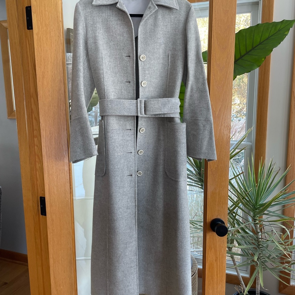 Helmut Lang Light Gray Wool Trench Coat